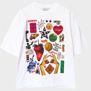 Skull House Designs White Graphic Women's Box Tee M/L